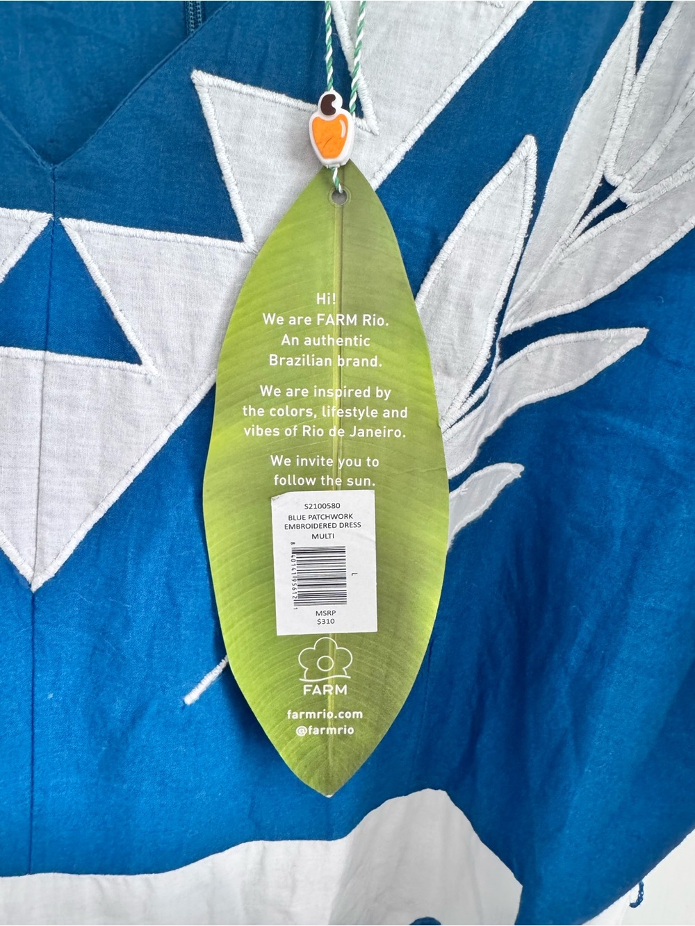 Farm Rio embroidered pineapple birds, palms maxi dress size large. NWT. $315. - Picture 3 of 12